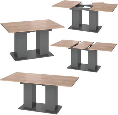 Розсувний обідній стіл Vicco Dix, 140x90 см, антрацит/дуб Золота сила