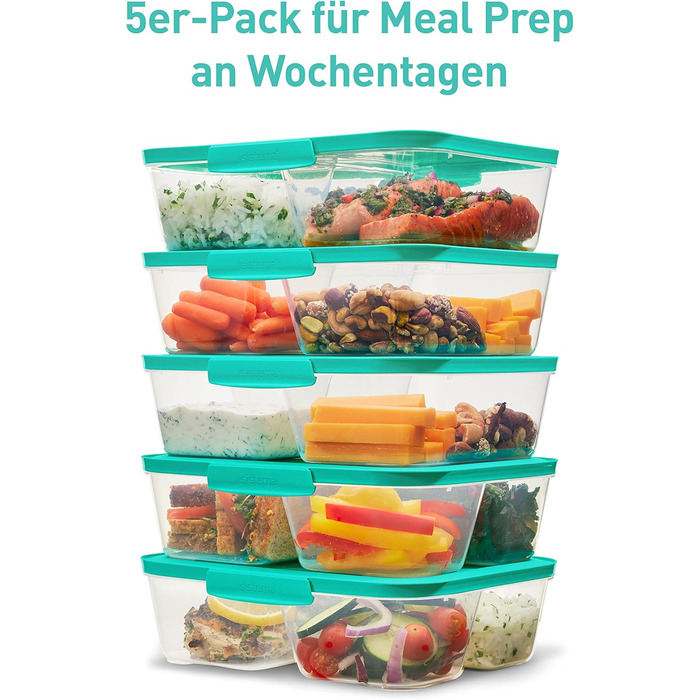 Набір контейнерів для їжі Nest IT Meal Prep | 5 шт, 1.9 л, 3 відділення, зелені