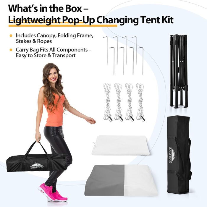Розкладана переодягальня EAGLE PEAK Flex Ultra Compact - 1.2x1.2 м, біла. Ідеально для басейну, фотосесій та кемпінгу