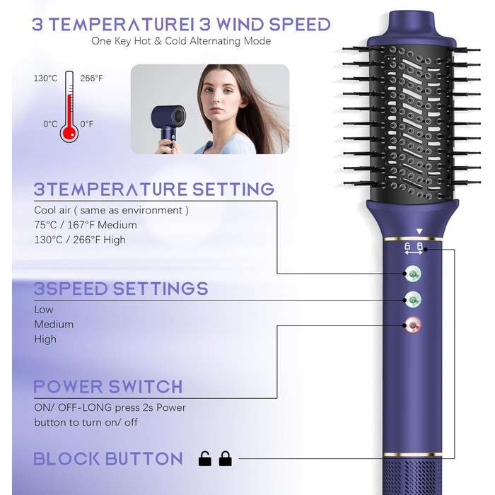 В-1 Airstyler фен з іоном 110000 об/хв, випрямлення, завивка, об'єм, масажний гребінець, 5-