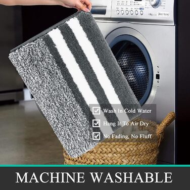 Килимок для ванної кімнати Pauwer з мікрофібри, 60 x 120 см, м'який, швидковисихаючий, антиковзний, для дому, сірий