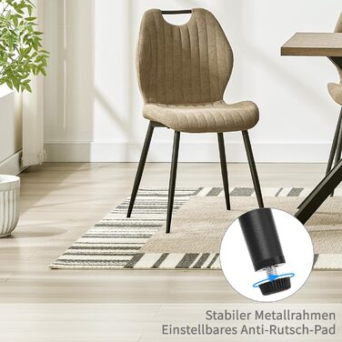 Набір обідніх стільців для кухні, вітальні, їдальні (6 шт., хакі) з м'яким сидінням та металевими ніжками