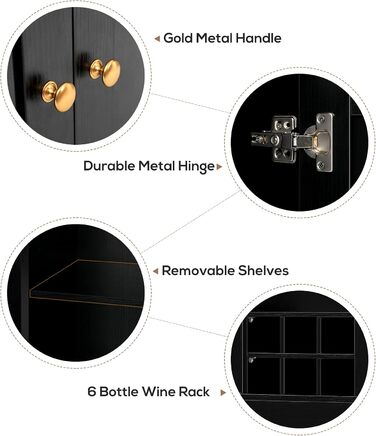 Кухонна шафа VOWNER: буфет, висока шафа з 5 полицями, вітрина, багатофункціональна шафа, шафа для їдальні, регульовані полиці, ДСП, 100 x 38 x 181 см