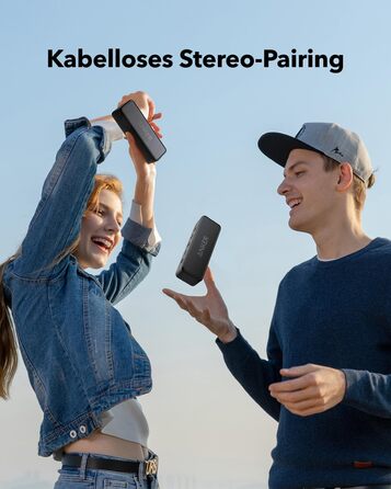 Портативна Bluetooth колонка Anker SoundCore 2 - потужний звук, глибокий бас, 24 години роботи, водонепроникність IPX7, для iPhone, Galaxy та інших пристроїв (Чорний)