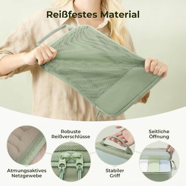 Набір компресійних органайзерів для одягу в подорожі 8 предметів, дорожні сумки-пакувальники для валізи та рюкзака, Matcha Green