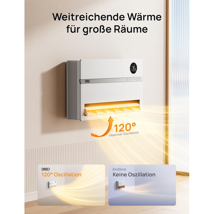 Електричний конвектор Dreo Smart Heizung: 2000W, з пульт та app, осциляція 120°, 5 режимів, таймер 24г, PTC кераміка, термостат