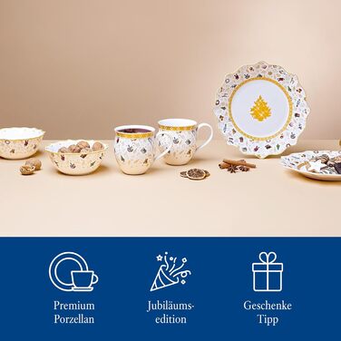 Villeroy & Boch Toy's Delight: Сніданок на двох - сервіз для двох осіб (6 предметів), білий/червоний, кераміка, Преміум якість, Різдвяний сервіз