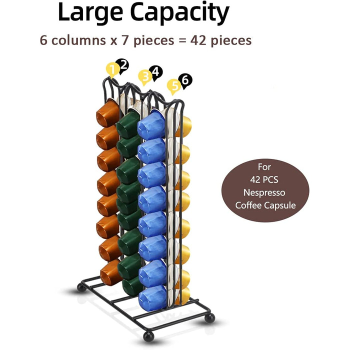 Тримач для кавових капсул MOLEDA на 42 шт., кавові капсули Nespresso, дозатор капсул, підставка для капсул, тримач для кавових капсул, кухонний, кавовий