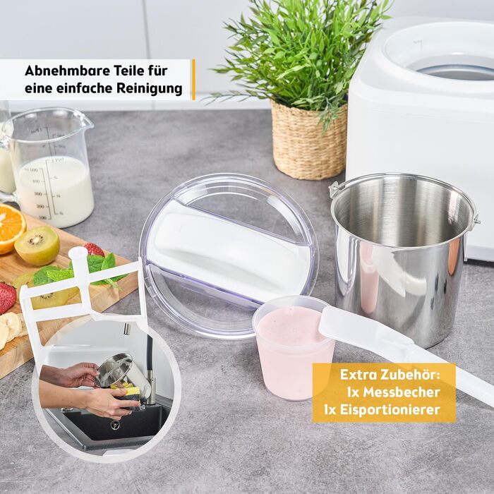 Електрична машина для приготування морозива TZS First Austria 1L з компресором 3 в 1 - для морозива, сорбету та замороженого йогурту. Включає мірний стакан та шпатель.