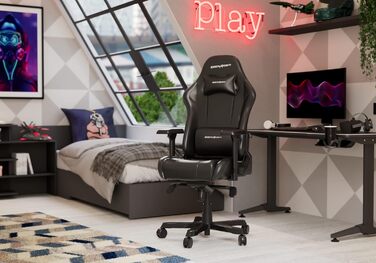 Ігрове крісло DXRacer King K99, шкірозамінник, чорне, до 200 см