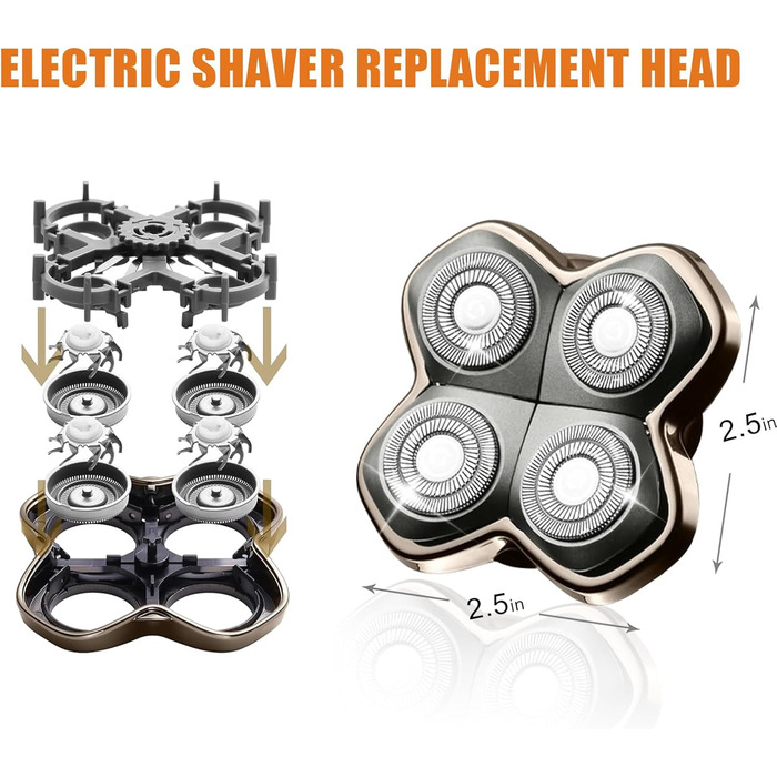 Запасні леза для електричної бритви Skull Shaver Carver PRO (4 шт.) — гіпоалергенні змінні голівки для гоління голови, чоловічі та жіночі