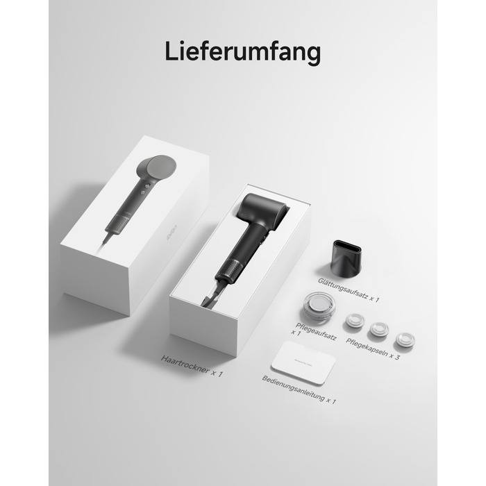 Фен для волосся Laifen Neo Special з безщітковим двигуном 110 000 об/хв, іонізацією 200 млн негативних іонів та інтелектуальним контролем температури, 2 магнітні насадки, колір Starlight Black