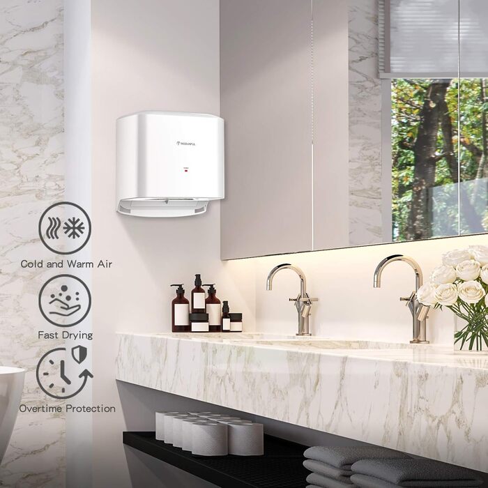 Електричний автоматичний сушар для рук настінний, 1200W (білий) Modunful S1