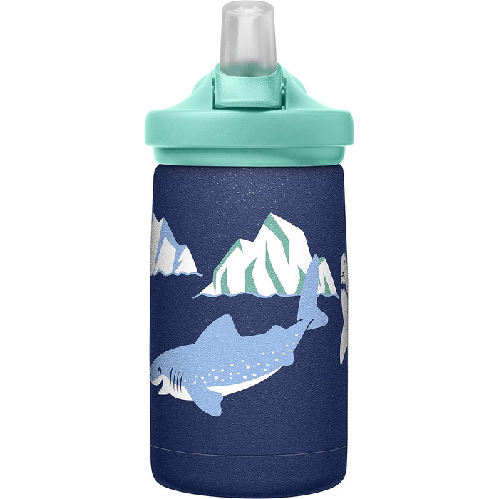 Пляшка для води CamelBak Unisex для дорослих Eddy Kids SST з вакуумною ізоляцією 350 мл/12 унцій, POLAR SHARKS, 12 унцій