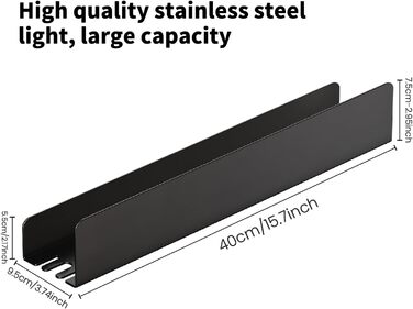 Поличка для душу REKITA без свердління, органайзер для ванної кімнати 40 см, поличка з нержавіючої сталі з 4 знімними гачками, тримач для шампуню для душу, навісна поличка, чорний колір