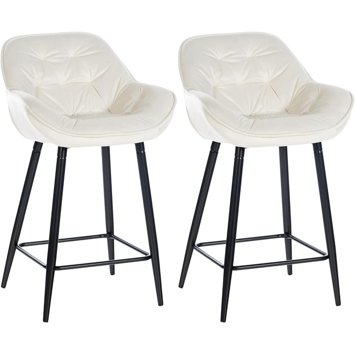 Барні стільці Gibson, 2 шт. - рожеві, з підніжкою, з велюру, для кухні/бару