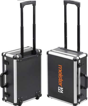 Набір інструментів Meister 156 предметів у візку на колесах з телескопічною ручкою - професійний кейс для інструментів, чорний/сріблястий, 8971440