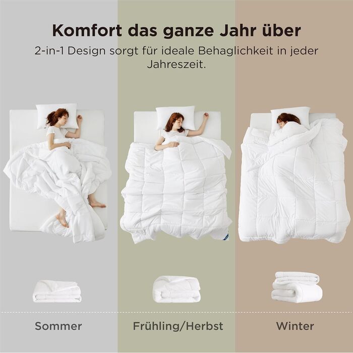 BEDSURE Комплект ковдр 135x200: зимова (450gsm), літня (150gsm) та всесезонна (300gsm) ковдра. Білий колір, 2 шт.