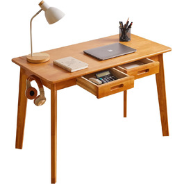 Дерев'яний письмовий стіл з шухлядою та вішалкою, 100 x 50 x 75 см, Колір вишневого дерева, YD-WD01N