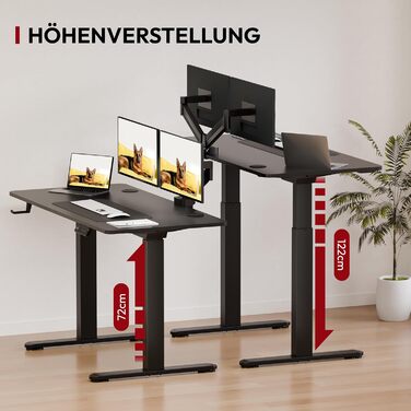 Регульований стіл Sanodesk з бездротовою зарядкою та подвійним мотором, компактний 110x54 см. Стабільний електричний стіл для стояння та сидіння (Чорний)