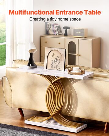 Вхідний консольний столик VEVOR 100 см - вузький, міцний, з металевим каркасом. Ідеально для передпокою, вітальні, спальні. Витримує до 49,9 кг.