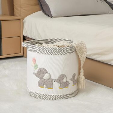 Набір кошиків для зберігання 3 шт. з плетіння, дитячі кошики для іграшок, білизни, складний органайзер для дитячої кімнати, для іграшок, одягу, м'яких іграшок, місткі та надійні кошики (Сірий слон)