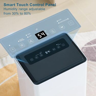 Електричний осушувач повітря для дому: 65л/день, авторежим, резервуар 4.5л з відводом, тихий осушувач для підвалу, офісу, спальні, ванної кімнати, квартири, кухні до 120м², чорний та білий
