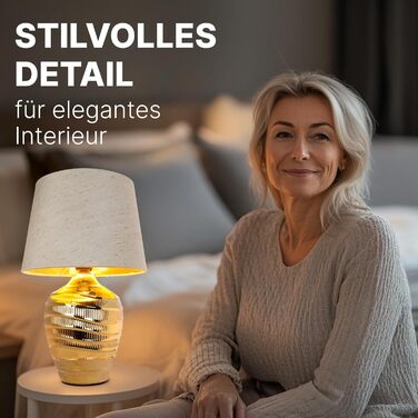 ARTE LAMP LED настільна лампа – класична декоративна лампа для робочого столу з хромованим корпусом та білим тканинним абажуром для вітальні та спальні – з кабелем, хром, білий