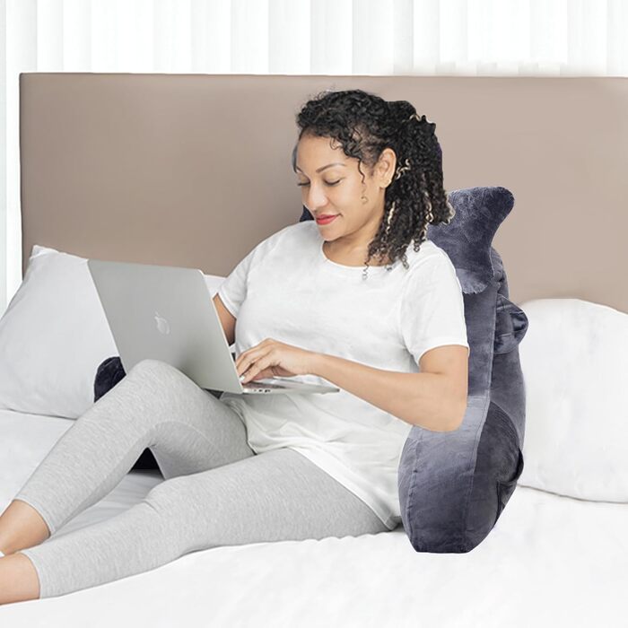 Підголівник для ліжка з кишенею, сірий - зручний диванчик для читання, перегляду телевізора та ігор