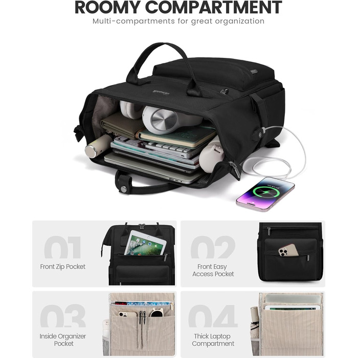 Сумка-рюкзак LOVEVOOK для жінок, для ноутбука, подорожей, роботи, школи, університету. Містка, водонепроникна, елегантна, бежева (15,6 дюймів)