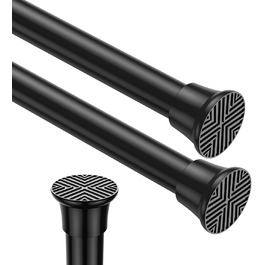 Набір з 2 штук штанги для карниза без свердління, 76-165 см. Підходить для душу, вікна, кухні, шафи. Чорний колір.