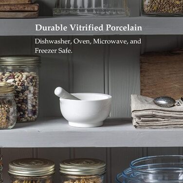 Традиційний ступка та товкачок Bartleet & Sons, порцеляна, 11 см, білий - для трав та спецій