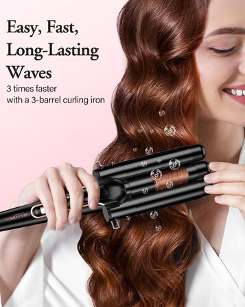 BESTOPE PRO Локкенстаб: Набір для завивки волосся 5-в-1 з 3 насадками, регулюванням температури, швидким нагрівом та рукавичкою. Рожеве золото (Чорний)