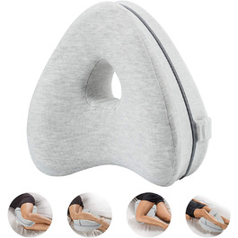 Ергономічна подушка між ніг для сну на боці CREATESTAR з ефектом пам'яті (Memory Foam), сіра, знімний чохол