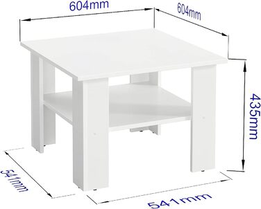 Журнальний стіл KOMTO Білий Відень - Стіл для вітальні Сучасний журнальний столик Дерев'яний журнальний стіл 60x60 Стіл журнальний Стіл Диван для вітальні 60 x 60 x 43 см Білий