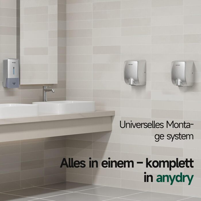 Anydry 2803Y Міні-сушарка для рук, 1350W, нержавіюча сталь, матове покриття, для офісу та дому