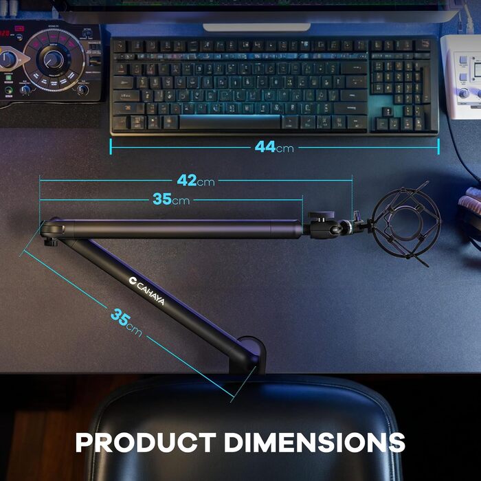 CAHAYA Мікрофонний стійкий кронштейн Boom Arm Professional: Регульований мікрофонний кронштейн з подовжувачем, низькопрофільний дизайн для стрімінгу та запису, вантажопідйомність до 2.5 кг