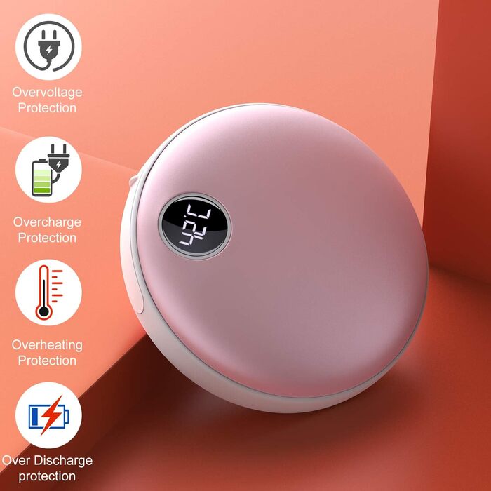 Електричний грілка для рук EXTSUD - портативний зарядний пристрій USB, акумуляторний, легкий, для зими, подарунок для чоловіків та жінок (рожевий)