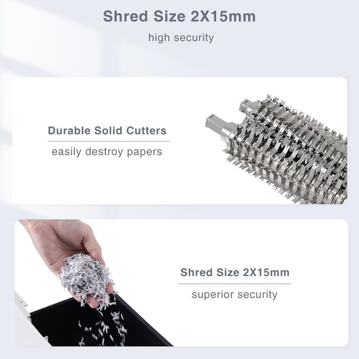 Шредер для паперу P4 з перехресним різанням: 60 хв безперервної роботи, знищення кредитних карт та скріпок. Офісний та домашній шредер з 21л контейнером, тихий, білий (бежевий, 10 аркушів)