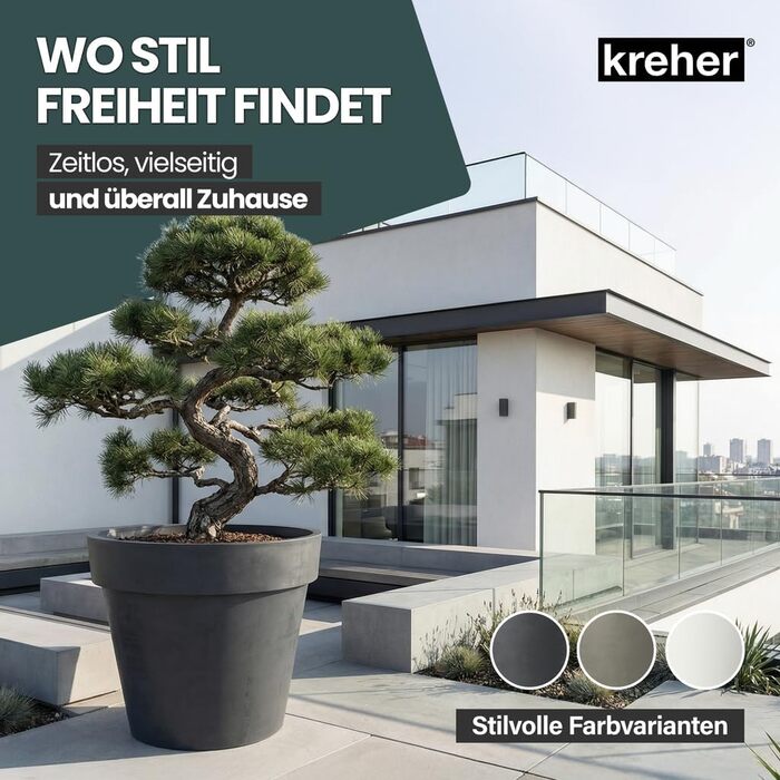 Крехер горщик для рослин XXL, круглий, діаметром 79 см / 58 см, з роликами. Чудовий елемент декору для саду, тераси, ресторану та комерційних приміщень! (XL-діаметр 58 см)