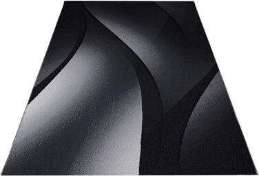 Килимок SIMPEX килимок для вітальні передпокою сучасний дизайн омбре - килимок для кухні з коротким ворсом дуже м'який легкий догляд для спальні килимок для передпокою - кухонний килимок, що миється (140 х 200 см, чорний)