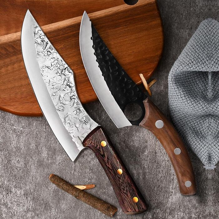 Набір кухонних ножів 2 шт. ручної роботи з піхвою - професійні шеф-ножі для дому, японська гострота