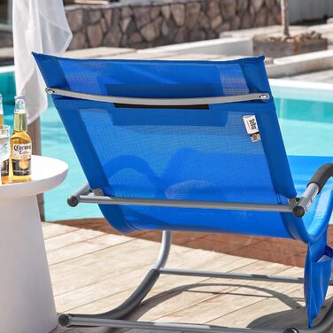 Шезлонг SoBuy для 2 осіб, садова розкладна лежанка, крісло-гойдалка, вологостійка, з подушкою, для тераси, балкону, кемпінгу, до 150 кг, Gartenmöbel OGS28-SCHx2 (Kleinblau)