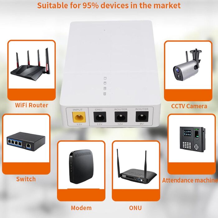 UPS FTVOGUE Mini - Джерело безперебійного живлення для роутера/модему з акумулятором 6000mAh, 2 роз'єми DC, захист від короткого замикання, для смартфонів/планшетів