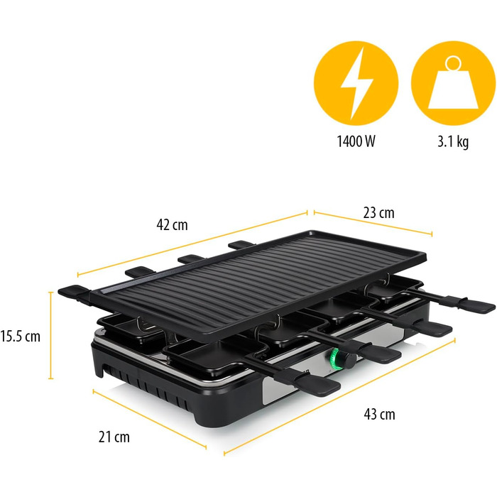 Ракле гриль Tristar RA-2746 на 8 осіб – чорний, 1400 Вт