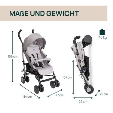 Дитяча коляска Chicco Echo, зелена, для дітей до 22 кг, регульована спинка, великий сидіння, бампер, знімний дощовик, гальма та поворотні колеса