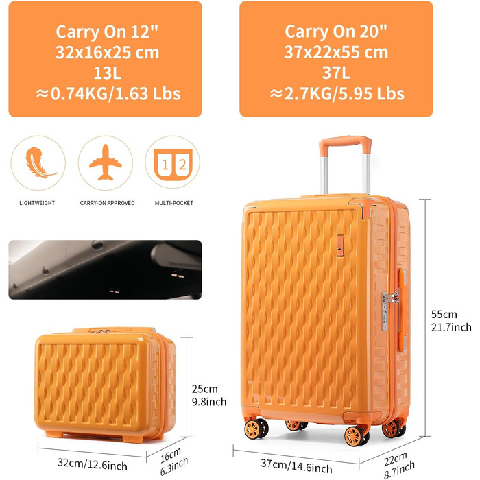 Набір валіз Sea Choice Matcha Grün: M-L-XL (55/65/75 см) з жорсткою оболонкою та TSA-замком