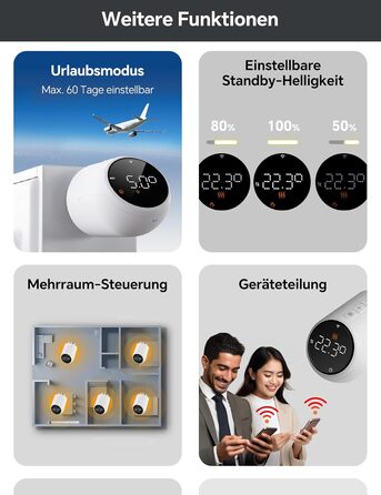 Розумний термостат для радіатора Beok WiFi з керуванням через Tuya, Google Assistant та Alexa, живлення від батарейок