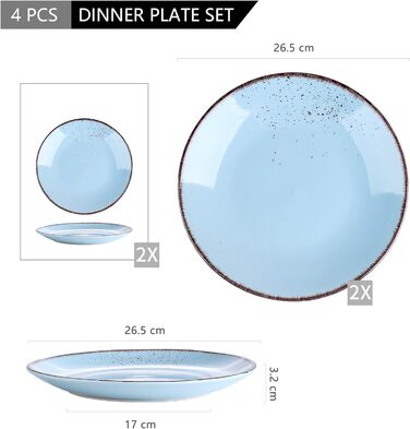 Набір посуду з порцеляни Navia, столовий сервіз із 32 предметів, вінтажний вигляд, дизайн природи (4 предмети (1 упаковка), Navia-3)