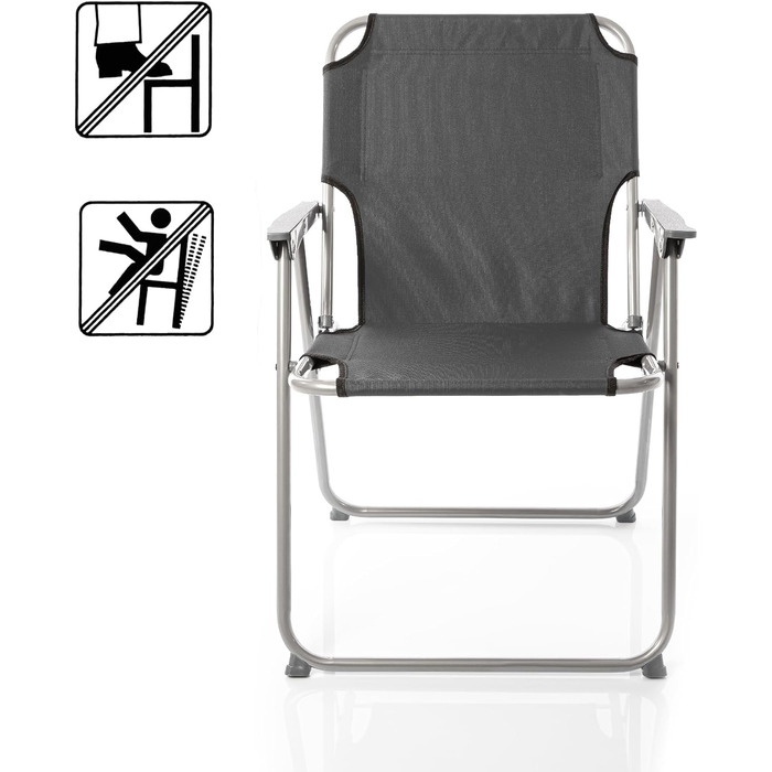Складаний стілець BigDean, складаний стілець, рибальське крісло антрацит/сірий, міцний, складний, з можливістю завантаження до 120 кг - класичне садове крісло для саду та кемпінгу - складне крісло для кемпінгу